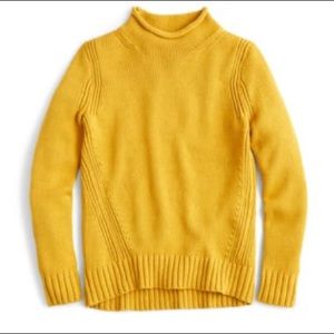 JCrew 1988 Roll Neck Cotton Sweater in Mustard